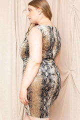 Velour Snake Print Plus Mini Dress - Fit Me For 20