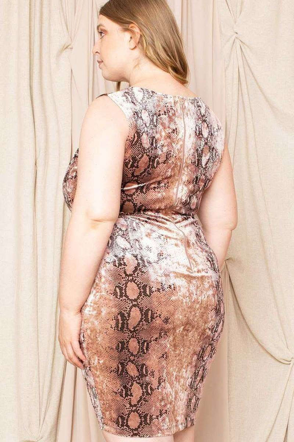 Velour Snake Print Plus Mini Dress - Fit Me For 20