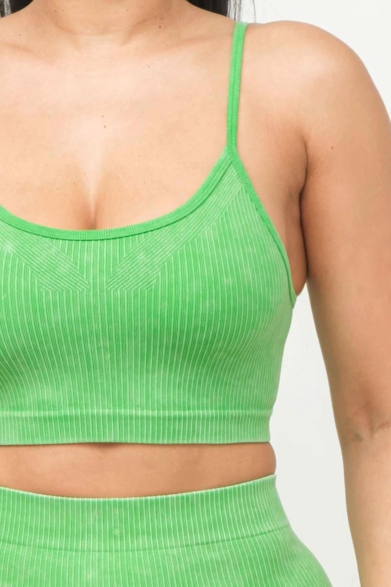 Washed Seamless Basic Tank Top And Shorts Set - Fit Me For 20
