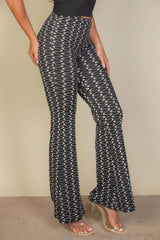 Wavy Print High Waist Flare Pants - Fit Me For 20