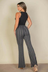 Wavy Print High Waist Flare Pants - Fit Me For 20