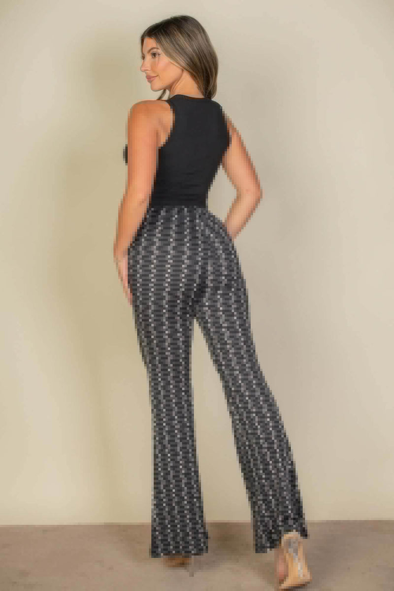 Wavy Print High Waist Flare Pants - Fit Me For 20