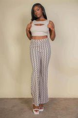 Wavy Print High Waist Flare Pants - Fit Me For 20
