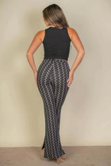 Wavy Print High Waist Flare Pants - Fit Me For 20