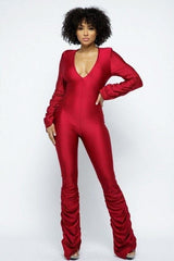 Yoga Shoulder Padded Ruched Stacked Jumpsuit - Fit Me For 20
